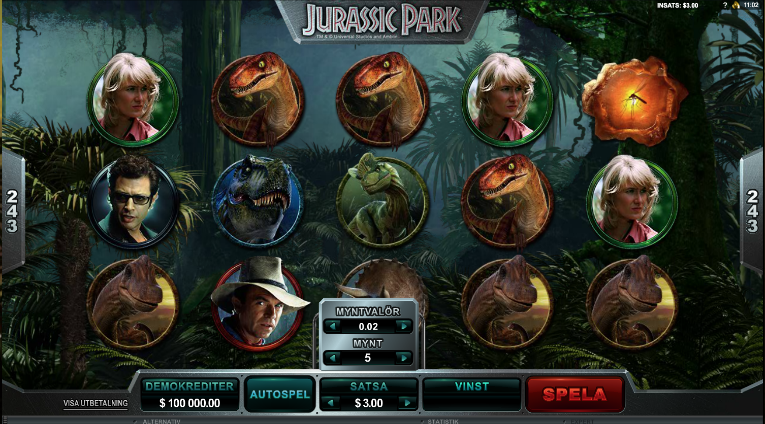 Jurassic Park-slotsspel hos LeoVegas. Bildkälla: LeoVegas. Jurassic Park-slotsspel hos LeoVegas. Bildkälla: LeoVegas.
